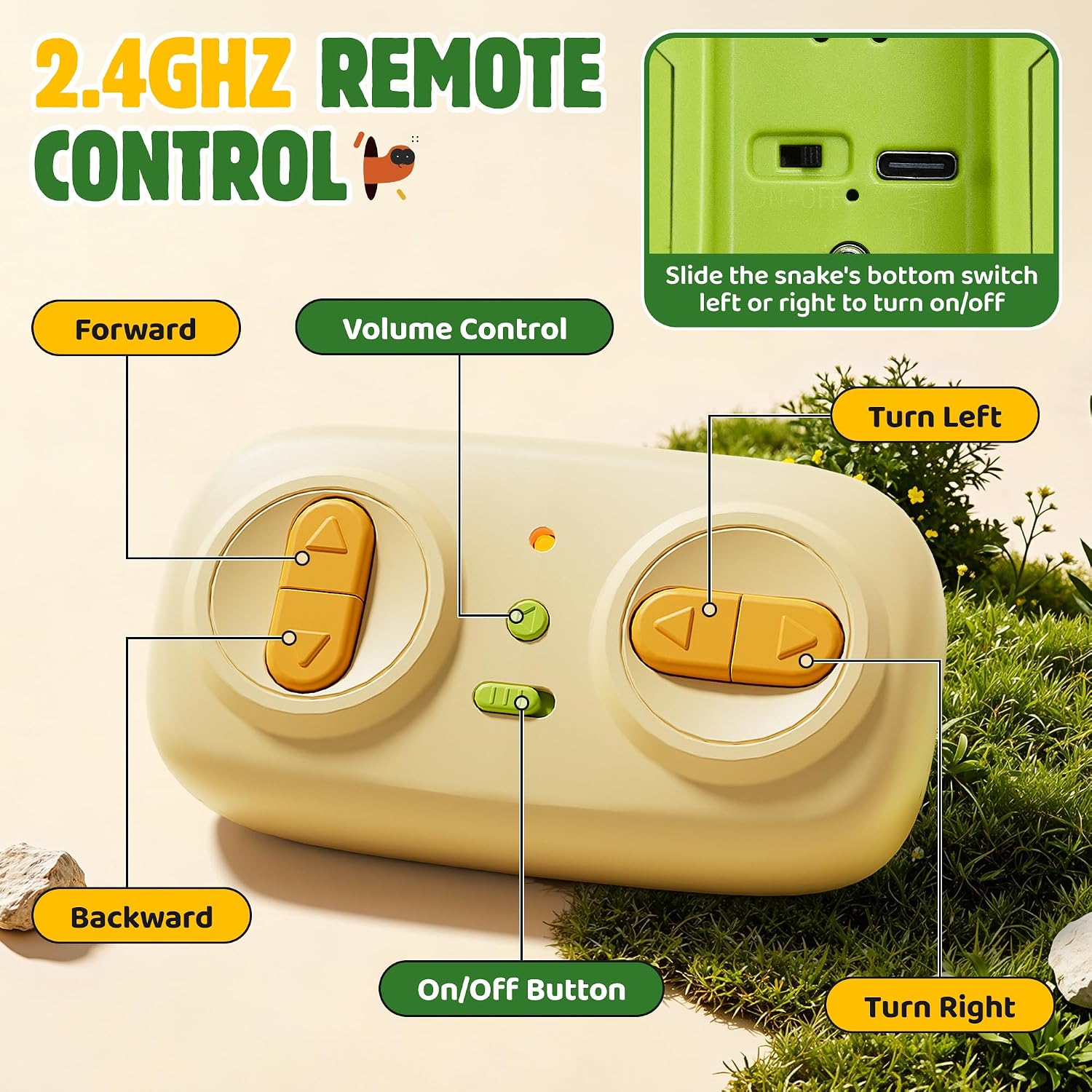 Detalle de NAUGHTY PANDA QC-2026Y2 Remote Control Snake Toy, 2.4GHz, Magnetic Blocks