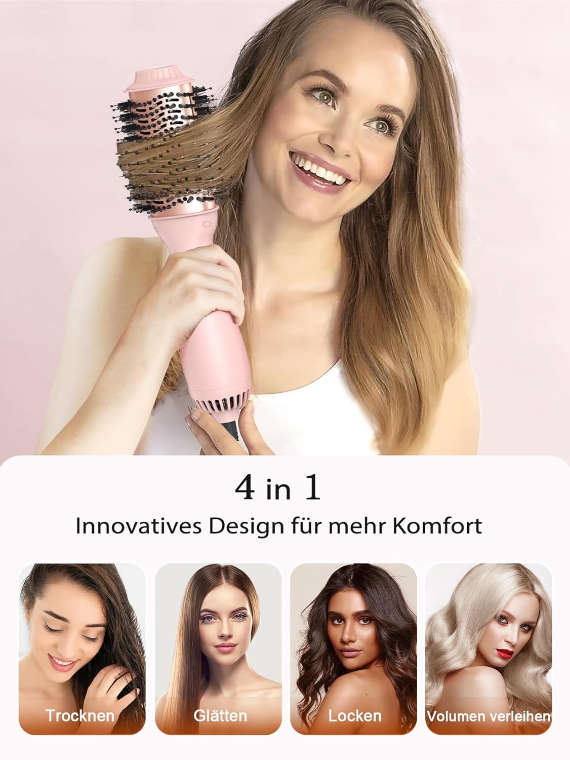 Thumbnail 2 de LANDOT Föhnbürste & Warmluftbürste 2-in-1 mit Keramik & Negativ-Ionen für Glanz