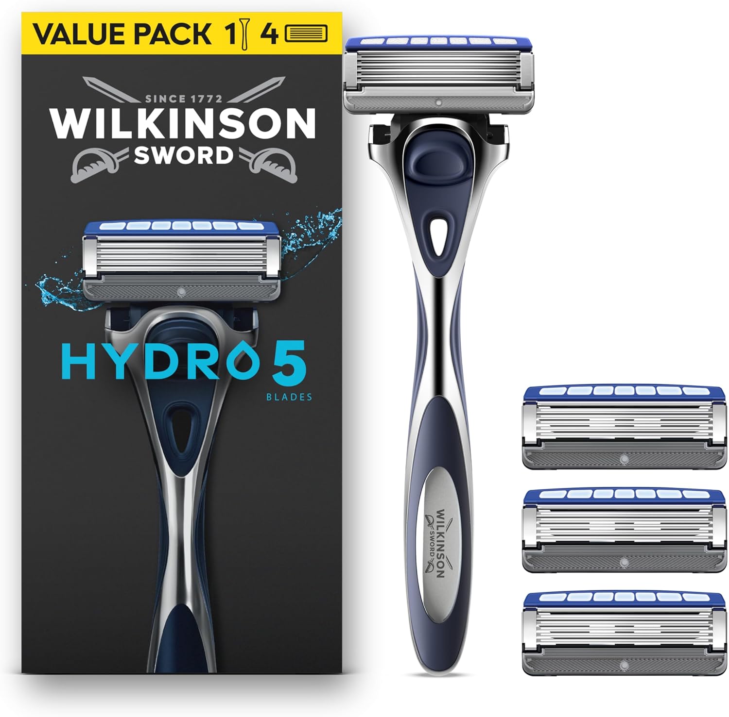 Detalle de Wilkinson Sword Hydro 5 rasoio uomo – set manico + 4 ricariche, formato convenienza