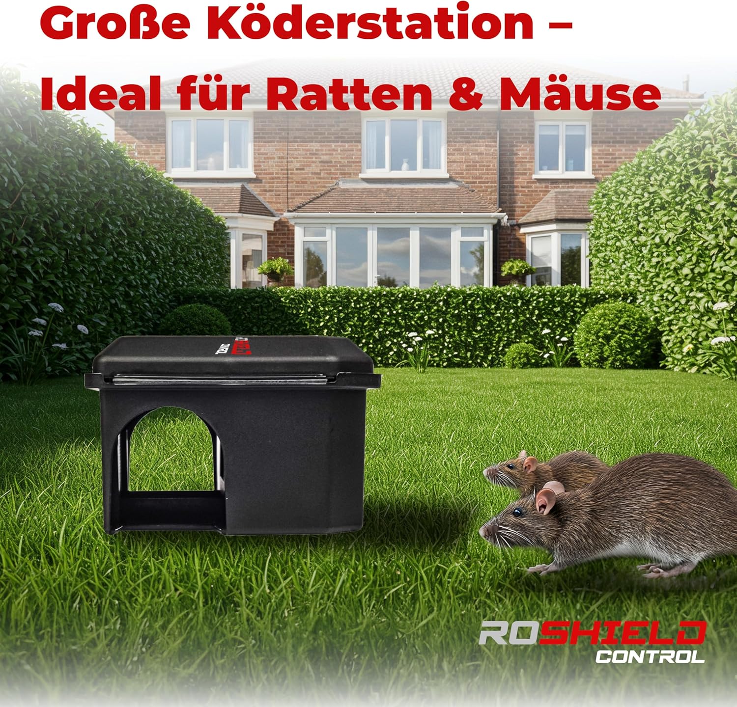Detalle de ROSHIELD PRO Box: 2 Köderboxen und Fallen für Mäuse und Ratten – wetterfest, abschließbar