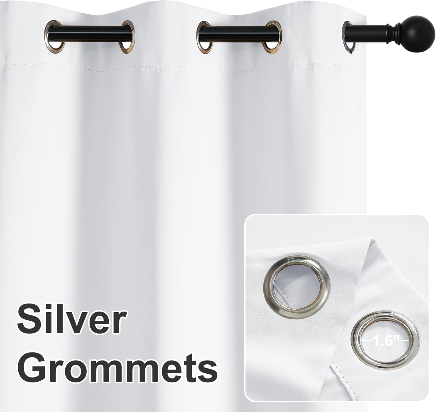 Thumbnail 3 de RYB HOME Outdoor Patio Curtains (Blackout Privacy & Insulating Panel) – Grayish White, 100 W x 95 L, 1 Panel