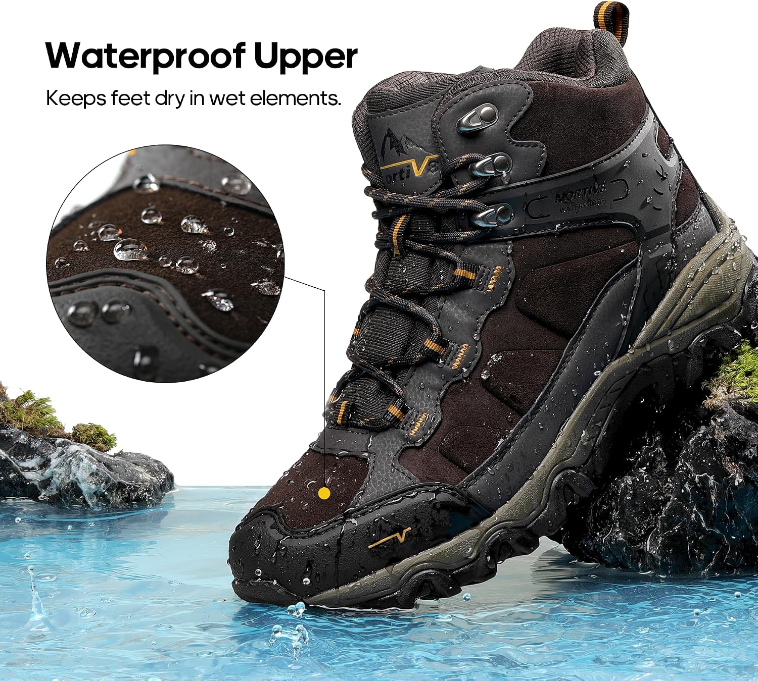 Thumbnail 6 de NORTIV 8 Men’s Waterproof Mid Hiking Boots, Paladin Outdoor Trekking Shoes