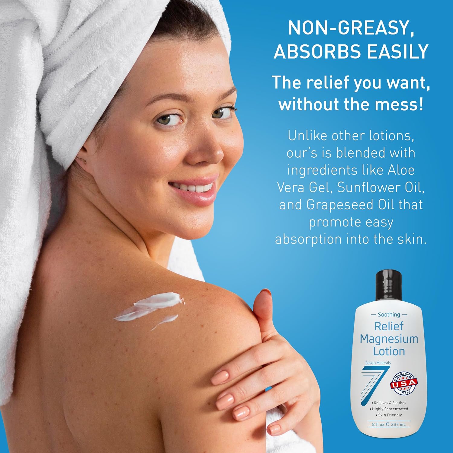 Detalle de Seven Minerals Magnesium Lotion for Sleep: Soothing Relief & Relaxation (8 fl oz)
