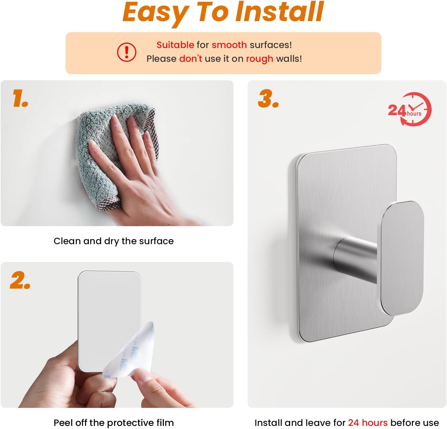 Thumbnail 6 de Aikzik 4 Pack Large Self Adhesive Hooks 12kg