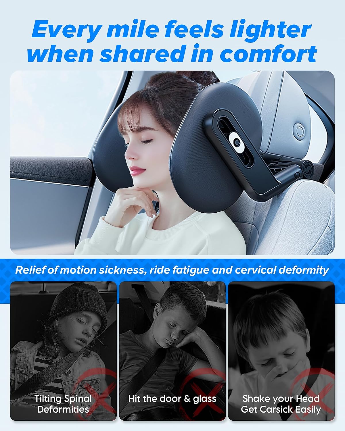 Thumbnail 4 de Kopfstütze Auto Kinder – 2026 Upgrade mit 360° Drehung, 3-Punkt-Verbindung und atmungsaktivem Memory-Foam