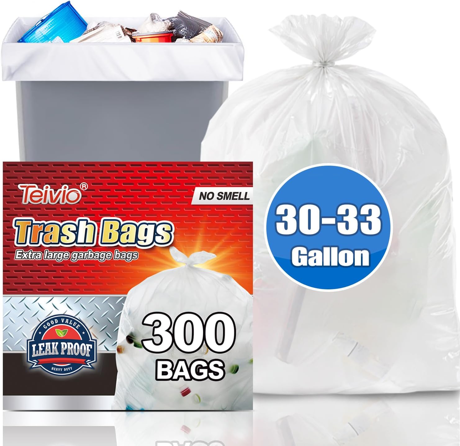 Thumbnail 6 de Teivio 55–60 Gallon Trash Bags, 75 Count, Star-Seal Bottom, 39 x 54 in.