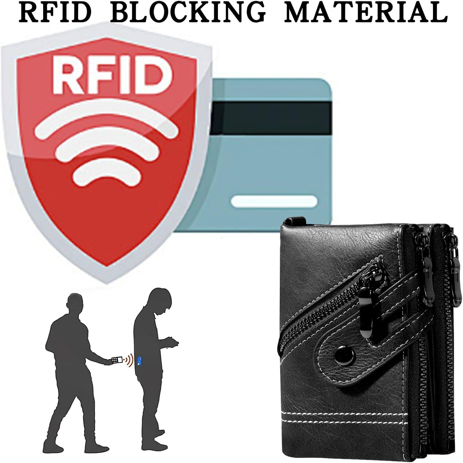 Detalle 2 de Men's Wallet with Chain & Zip RFID Blocking 12cm