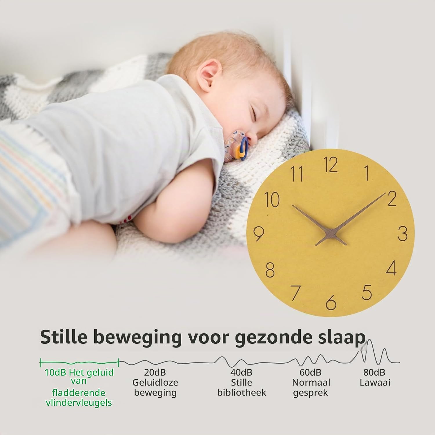 Detalle 2 de ACCSHINE 1029611 wandklok van MDF, stil uurwerk, gele wijzerplaat, 30 cm