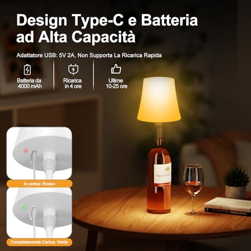 Thumbnail 6 de Suright Lampada da Tavolo LED senza Fili per Bottiglia – 4000 mAh, 7 modalità, RGB