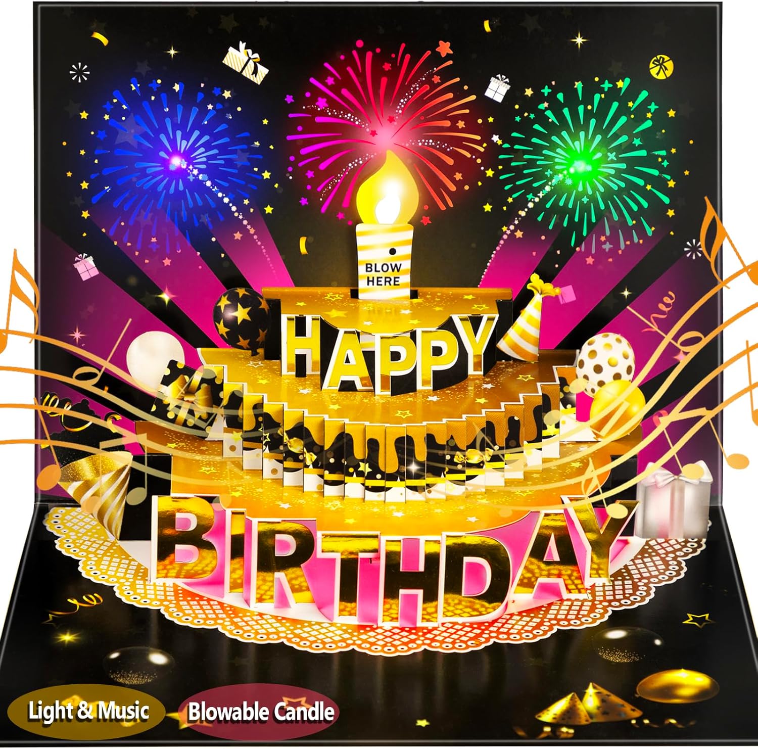 3D Pop Up Birthday Card with Lights and Sound 🎴