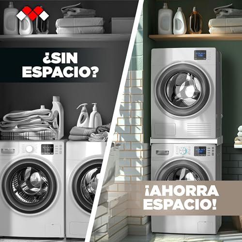 Detalle de Meliconi Torre Basic L60: Kit de soporte lavadora-secadora premontado, capacidad 250 kg, blanco