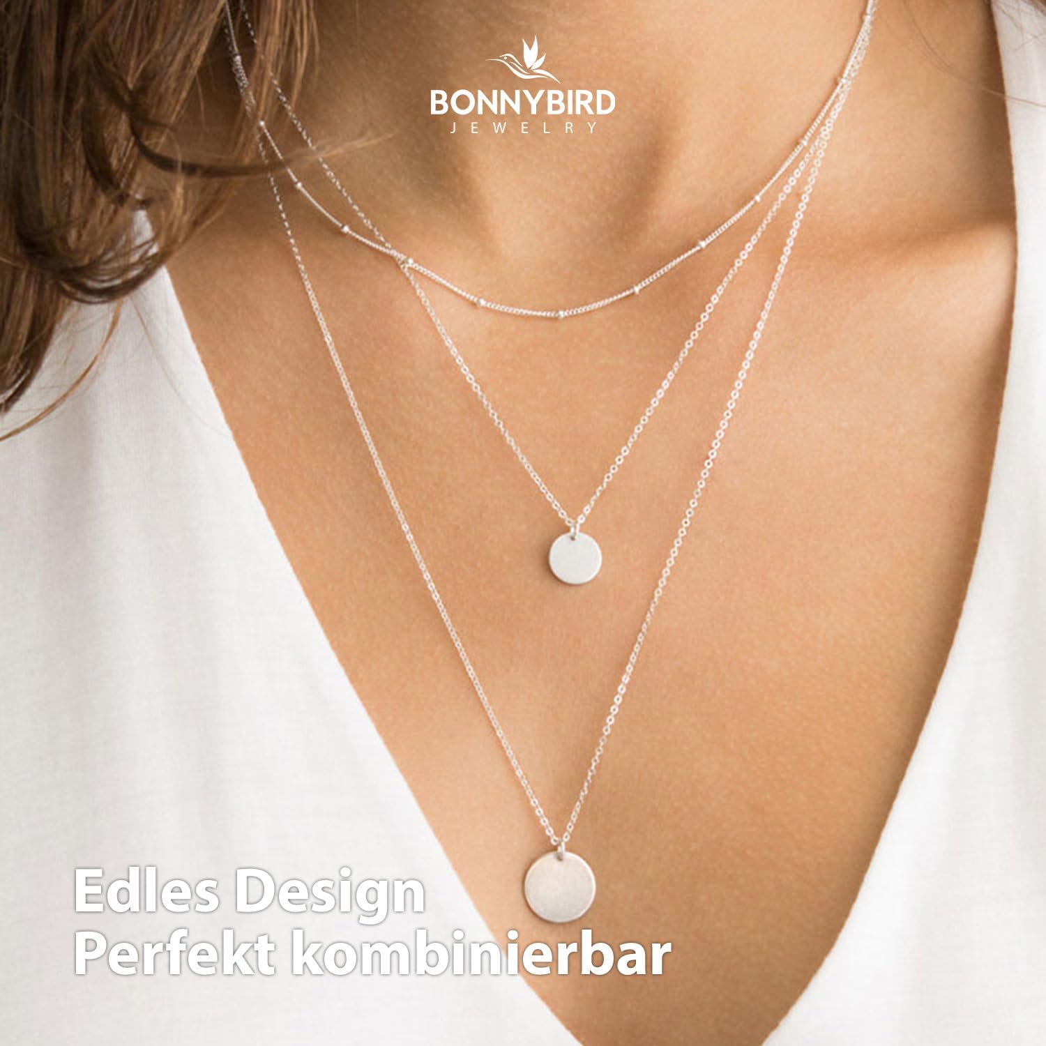 Thumbnail 4 de BONNYBIRD Wasserfeste Edelstahl Halskette für Damen (BonnyDots) – 38 bis 43 cm in Silber, Gold & Roségold