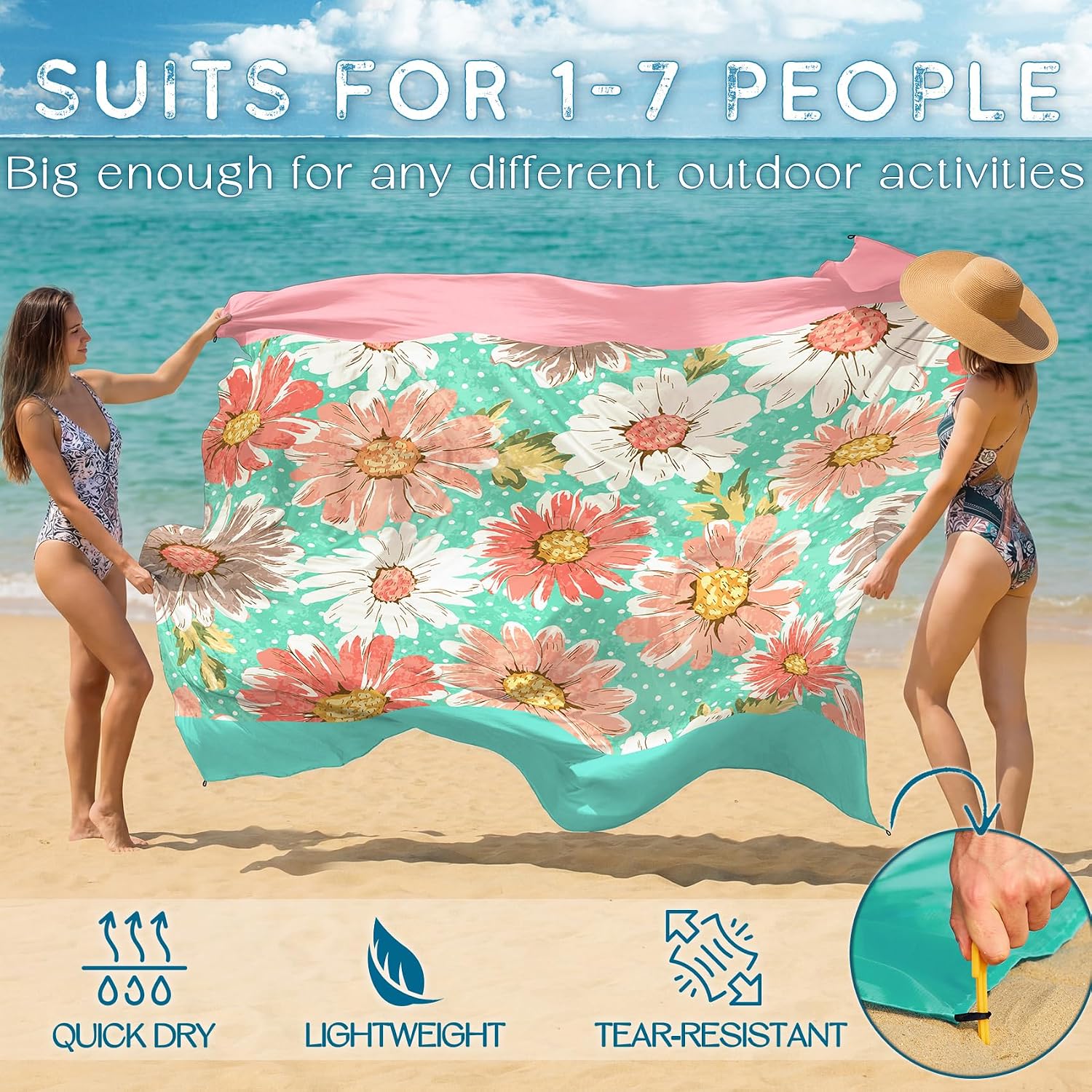 Detalle de Waterproof Sandproof Beach Blanket, 78 x 110 in