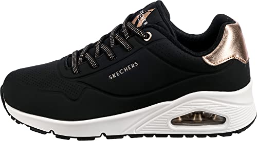 Detalle de Skechers Donna Uno Shimmer Away Trainers – Black Durabuck 38 EU