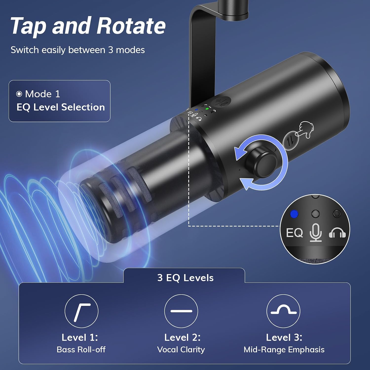 Detalle de TONOR TD510 Air Dynamic Gaming Microphone, USB/XLR, AI Noise Reduction