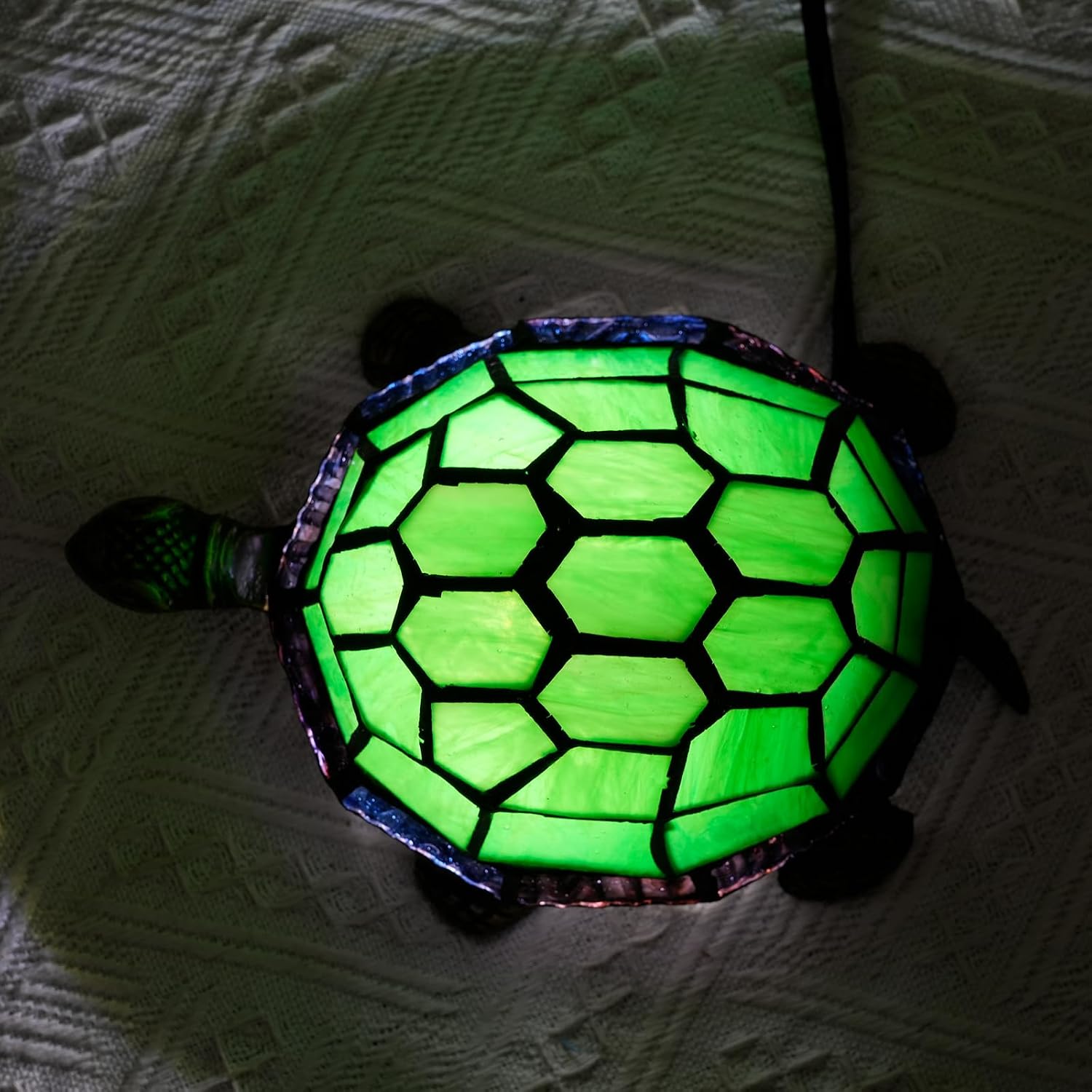 Thumbnail 6 de NUODITOS Tiffany Style Turtle Table Lamp Green Stained Glass – Playful Night Light for Kids