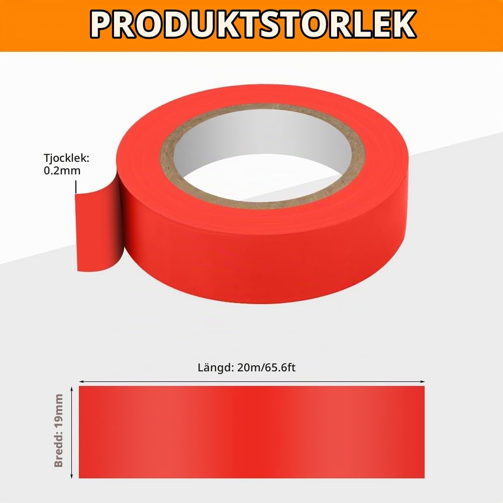 Detalle 2 de OFFCUP isoleringstejp i PVC, röd, 6 rullar à 19 mm x 20 m