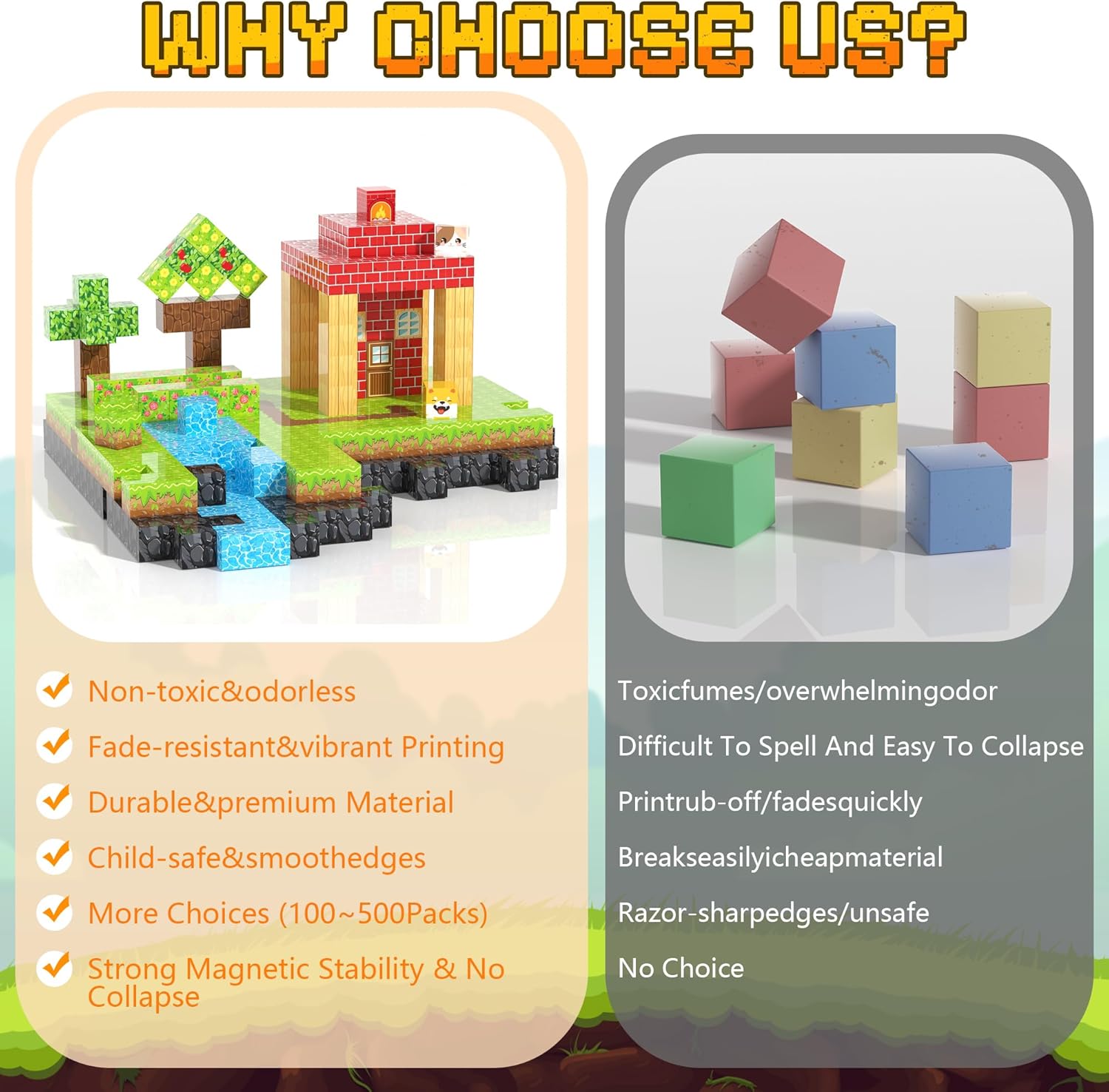 Detalle de Fitrobust 500PCS Magnetic Blocks: A Sturdy, Open-Ended STEM Building Set for Kids 3+