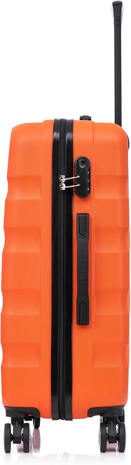 Detalle de CELIMS Valigia cabina ABS rigida, 4 ruote 360°, lucchetto integrato, arancione – Cabine + Vanity