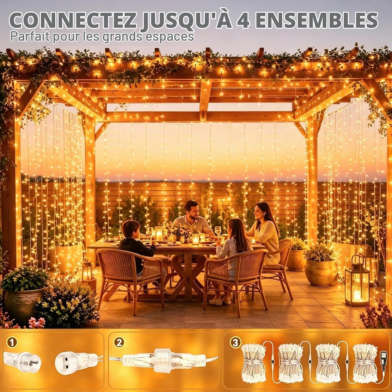 Detalle 2 de Lichtfam LF-EU300DN lichtgordijn 3 x 3 m met 300 warmwitte leds
