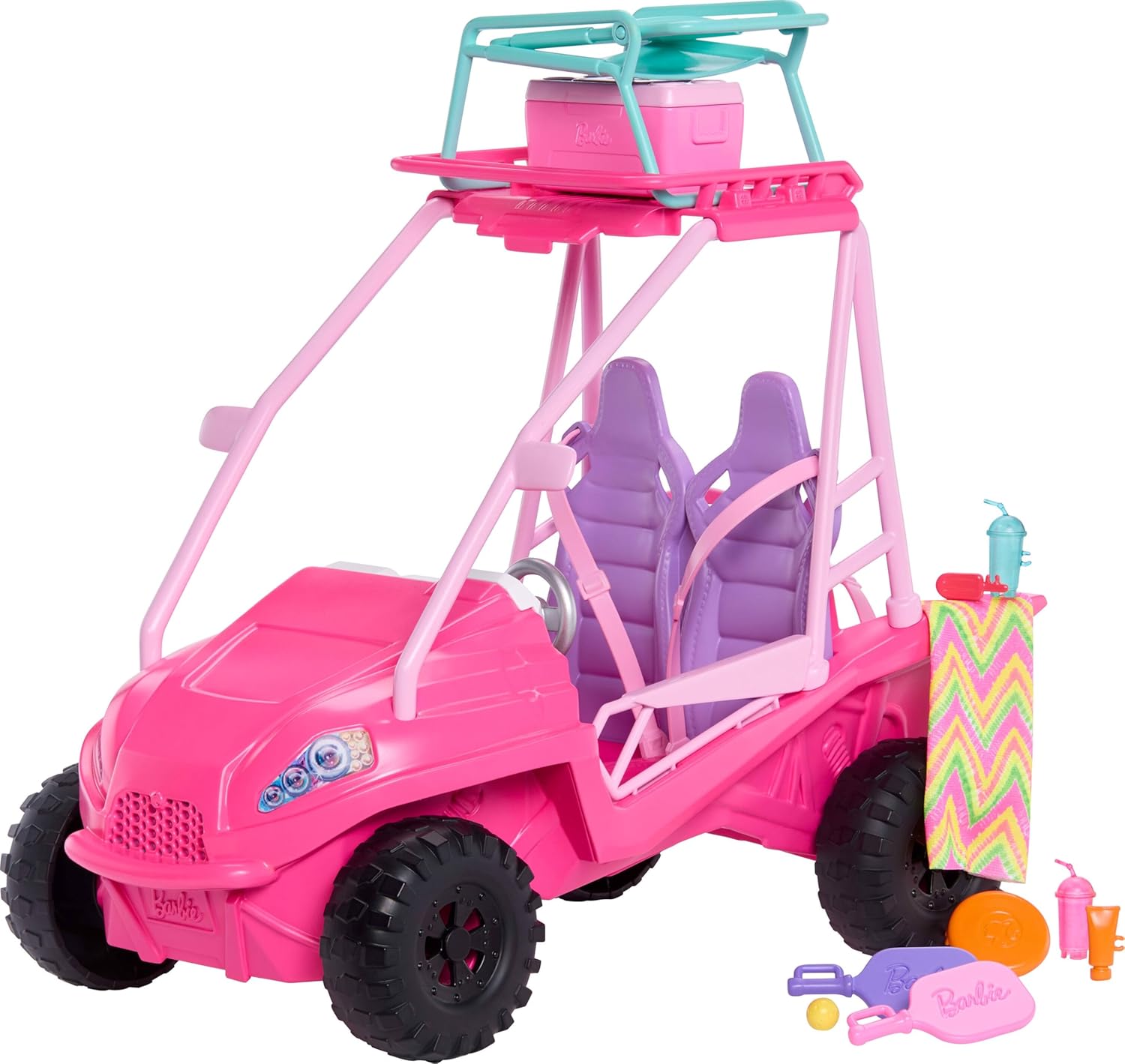 Detalle de Barbie Mysteries: Beach Detectives – Strand-Abenteuer mit Buggy und über 10 Zubehörteilen (JFV68)