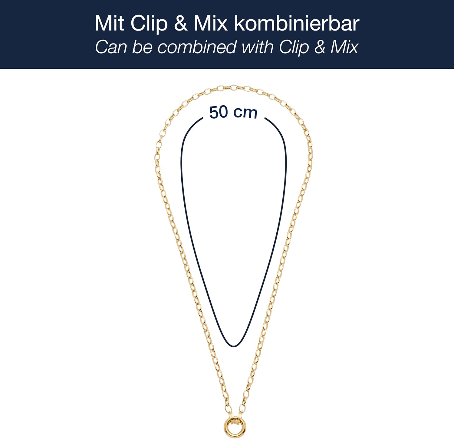 Detalle 2 de JEWELS BY LEONARDO Halskette Tomke „Clip & Mix“ 50–51,3 cm goldfarben (Edelstahl) 025758