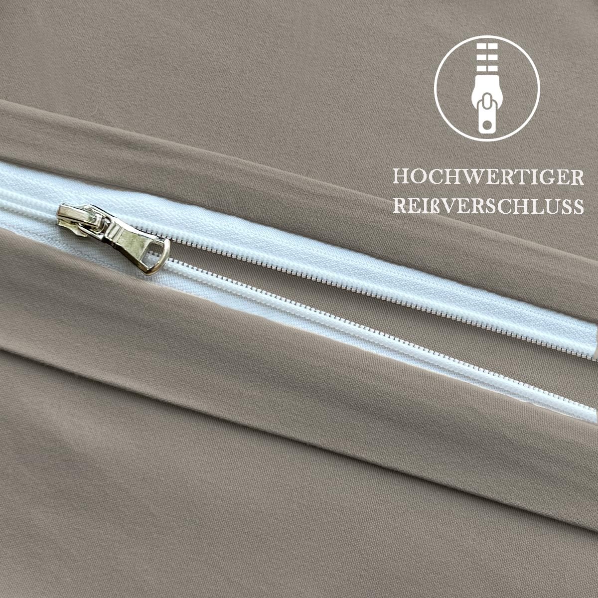 Thumbnail 2 de Nesture Seitenschläferkissen Bezug 40 x 145 cm (2er Set) – Kissenbezug aus 100% Mikrofaser in Taupe, mit Reißverschluss