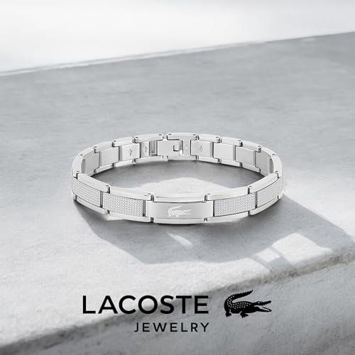 Detalle de Lacoste Men's STENCIL Collection Link Bracelet in Stainless Steel (2040188)