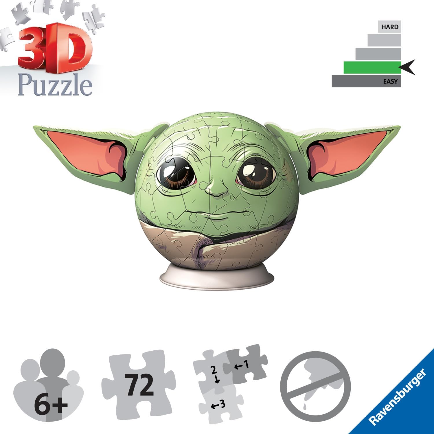 Thumbnail 2 de Ravensburger Star Wars Mandalorian Grogu (with Ears) 3D Jigsaw Puzzle – 72 Pieces