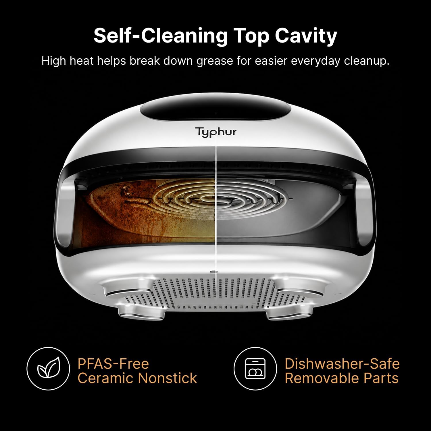 Detalle de Typhur Dome 2 Large AI Smart Air Fryer: Dual Top & Bottom Heating, 15-in-1, Self-Cleaning