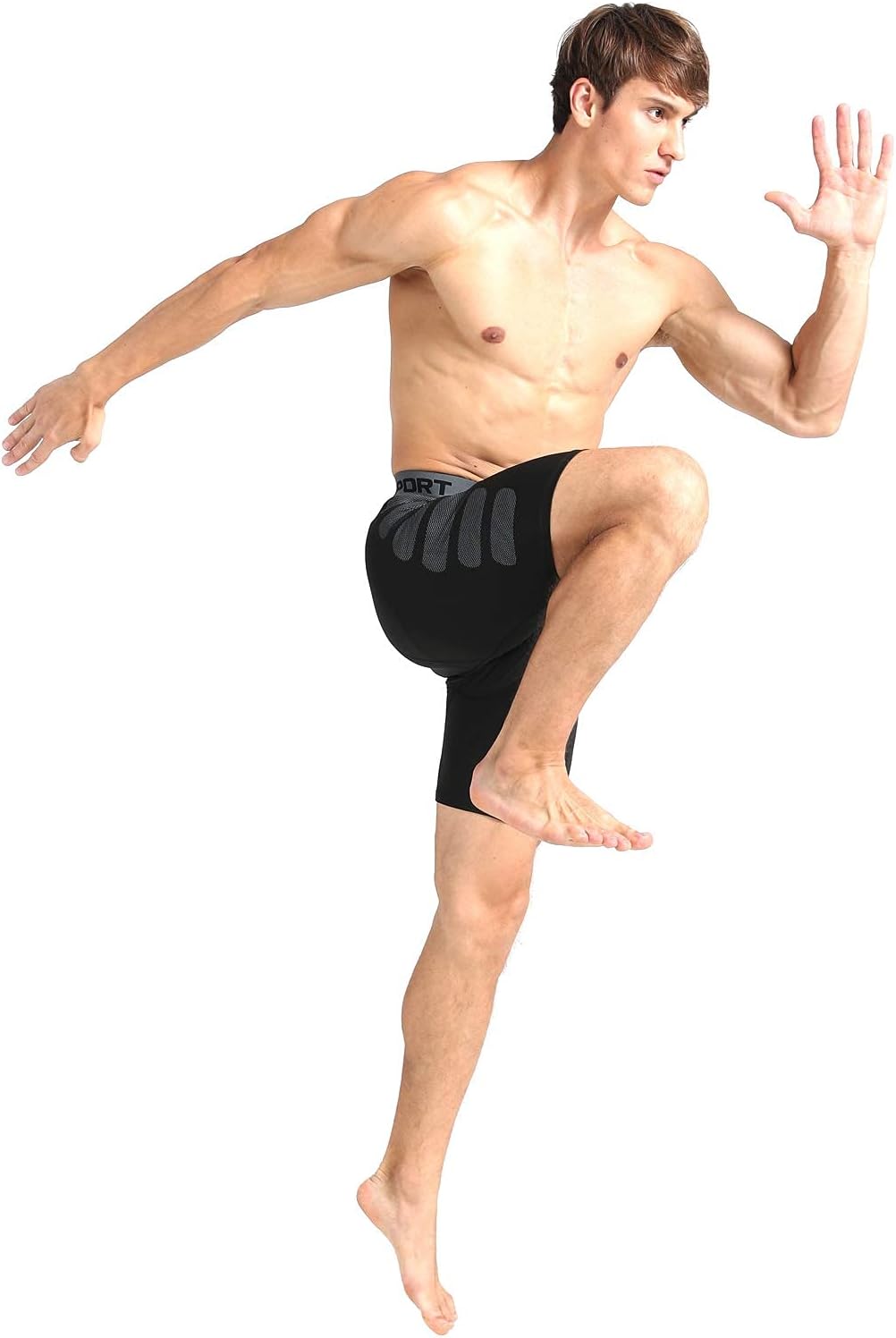 Detalle 2 de AMZSPORT pantaloncini da compressione uomo 1/2/3 pezzi per palestra, running e allenamento