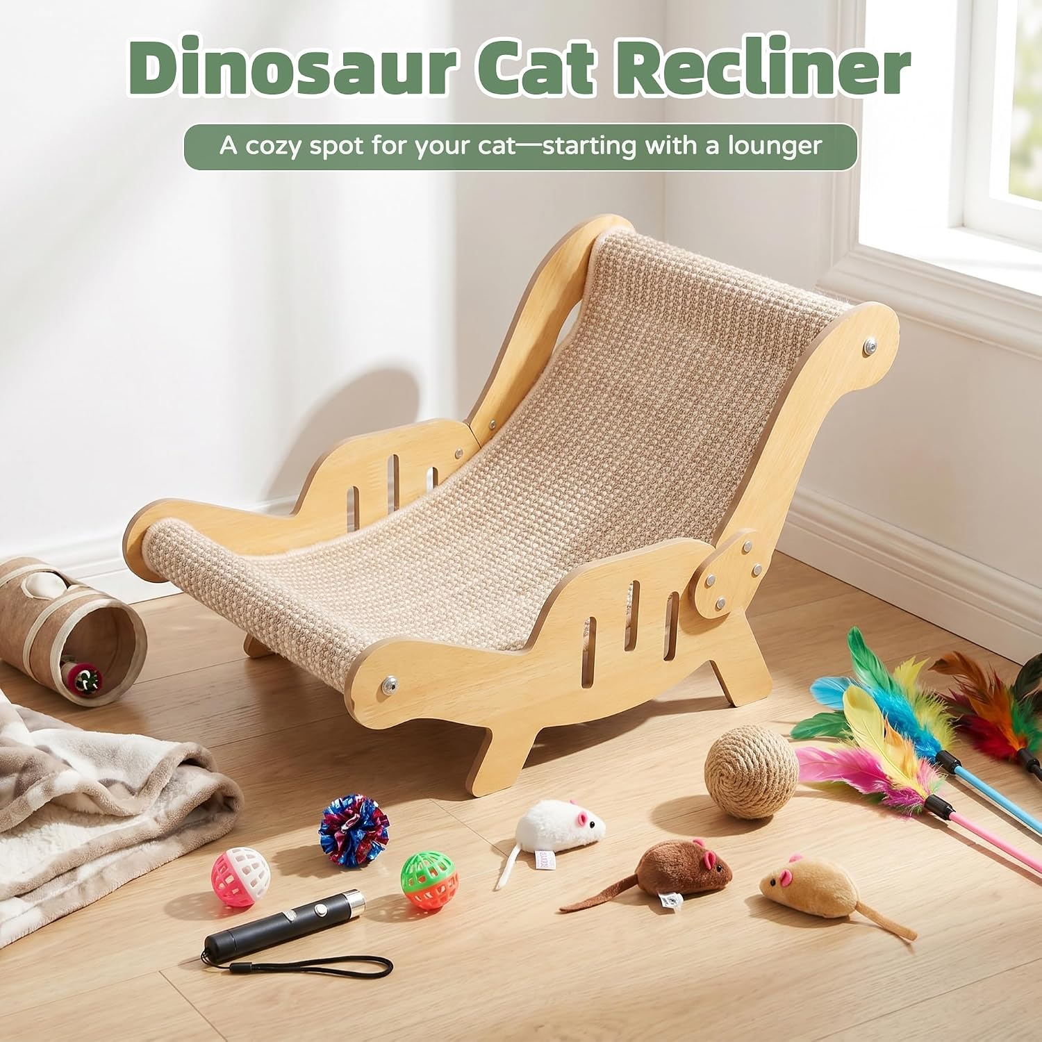 Thumbnail 6 de Sisal Cat Scratching Board & Beech Wood Lounger: 2-in-1 Cat Scratcher Bed