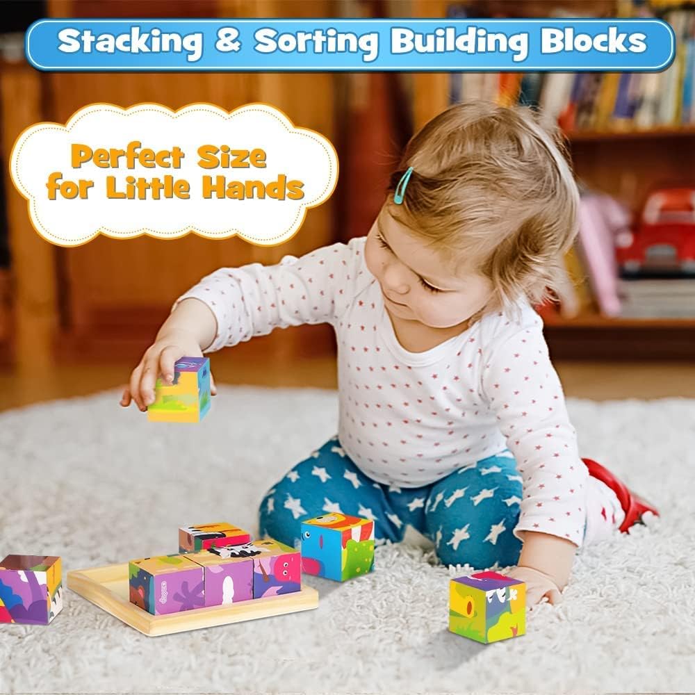 Detalle de Japace Wooden Jigsaw Puzzle 6-in-1 for Toddlers 🧩