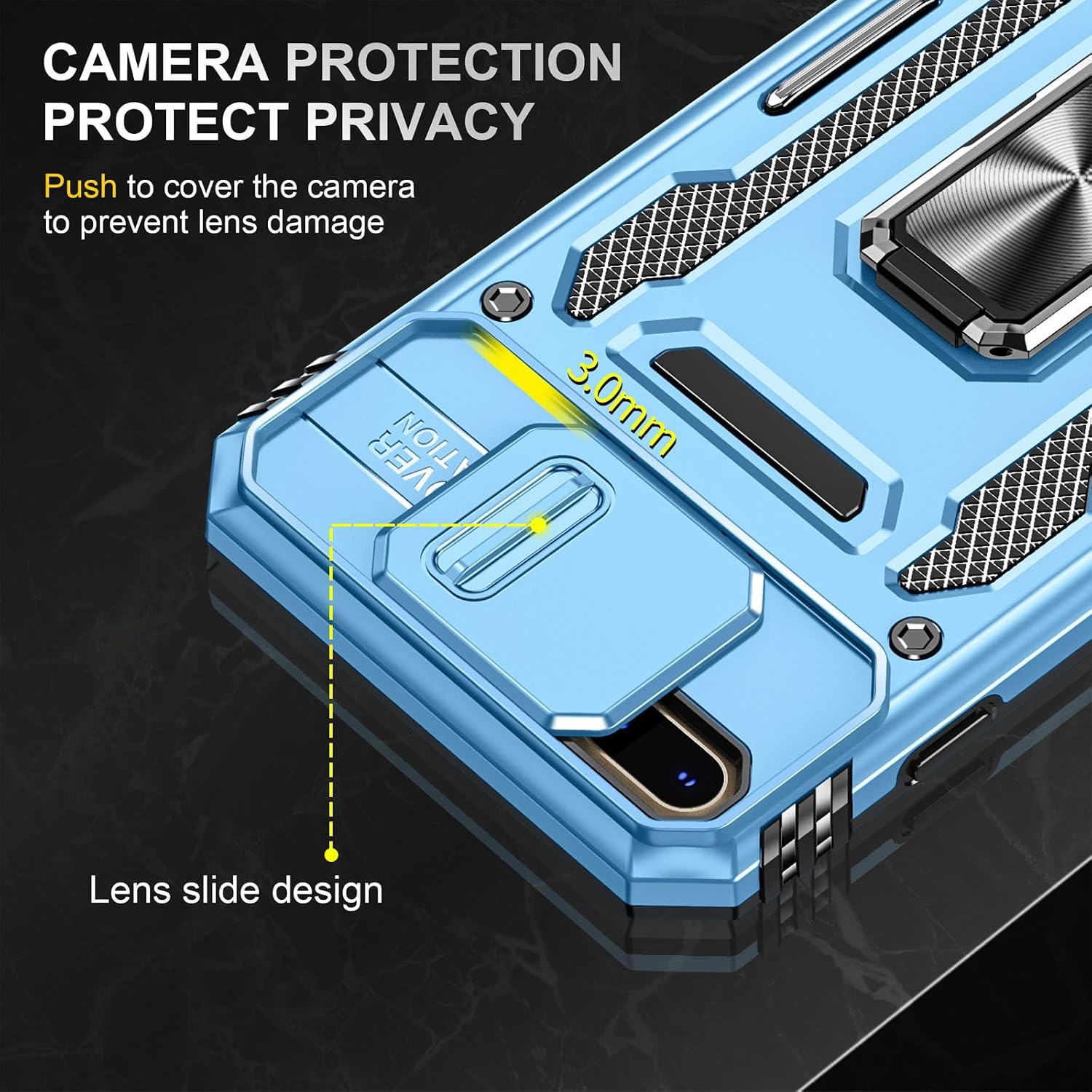 Detalle de Aozuoton iPhone 8 Plus/7 Plus Case with HD Screen Protector & Rotating Kickstand