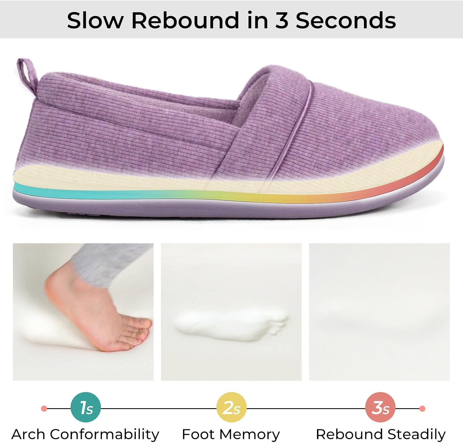 Thumbnail 2 de EverFoams Women's Memory Foam Comfort Knit House Shoes with Anti-Skid Rubber Sole
