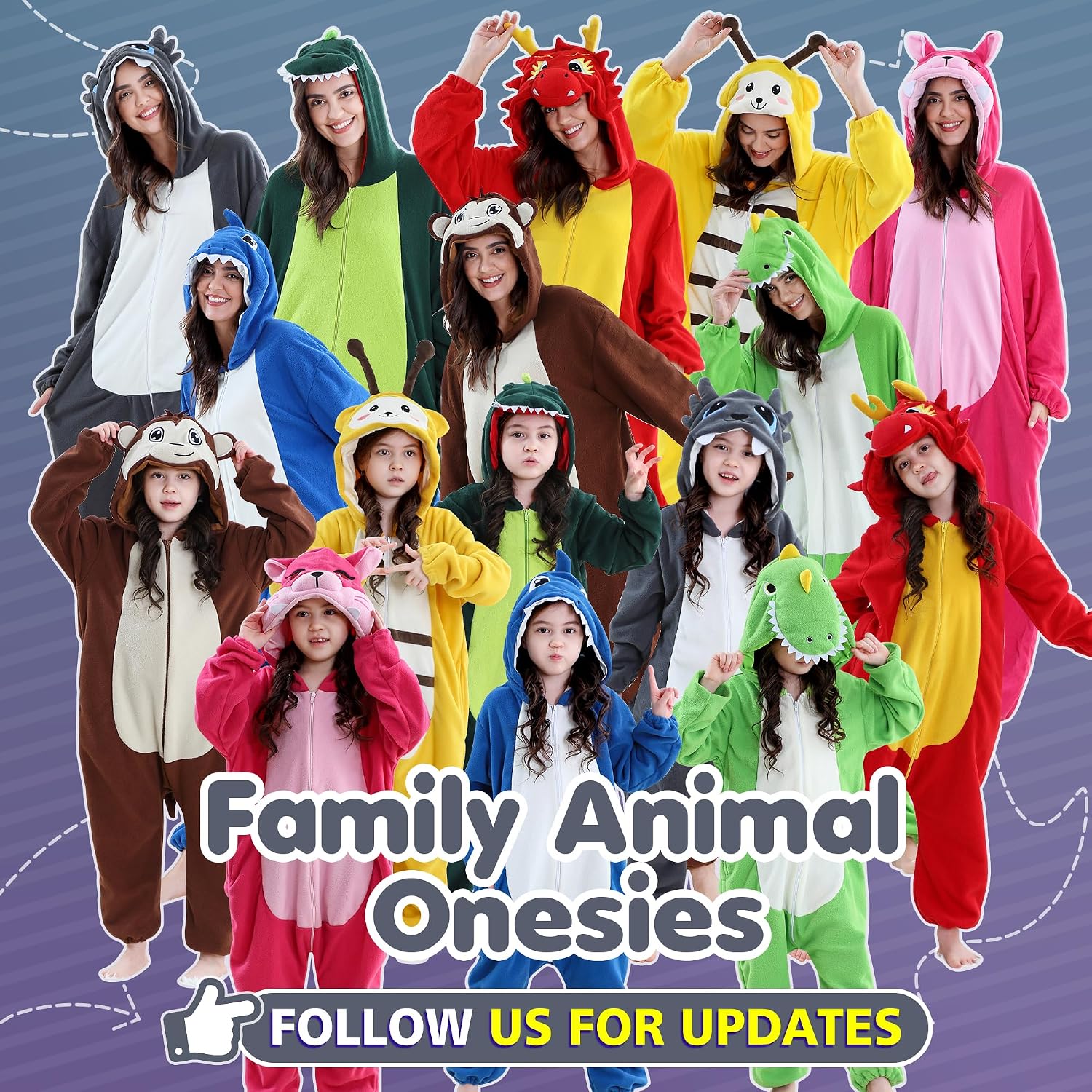 Thumbnail 6 de MICHLEY Halloween Animal Cosplay Pajamas, Double-Zipper One-Piece with 3D Hood