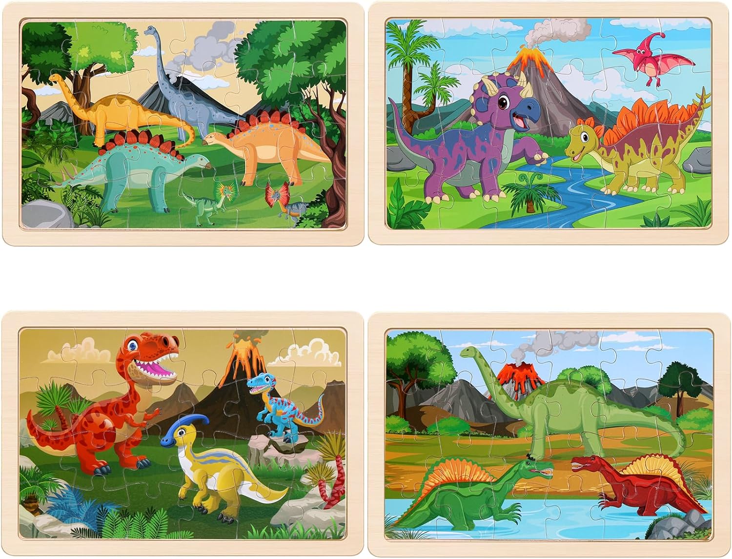 Thumbnail 1 de Wooden Dinosaur Puzzle Set, 20-Piece