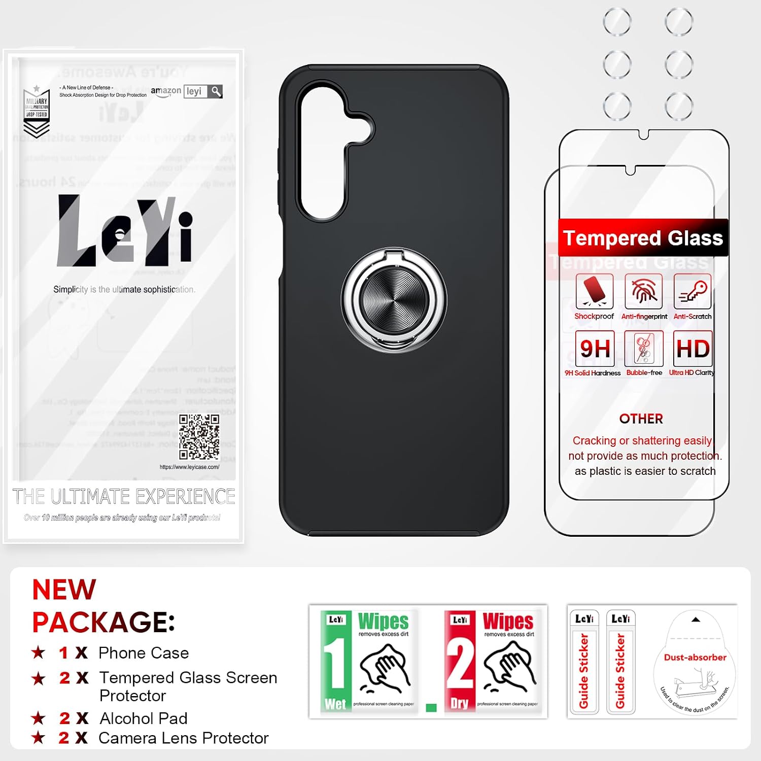 Thumbnail 6 de LeYi case for Samsung Galaxy A16 4G/5G with tempered glass + camera lens protectors (black)