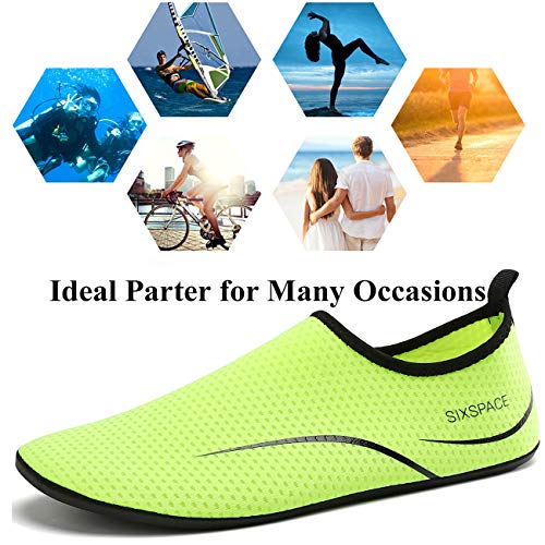 Detalle 2 de Sixspace Badeschuhe Damen und Herren – Wasserschuhe mit rutschfester Sohle, Grün (EU 38)