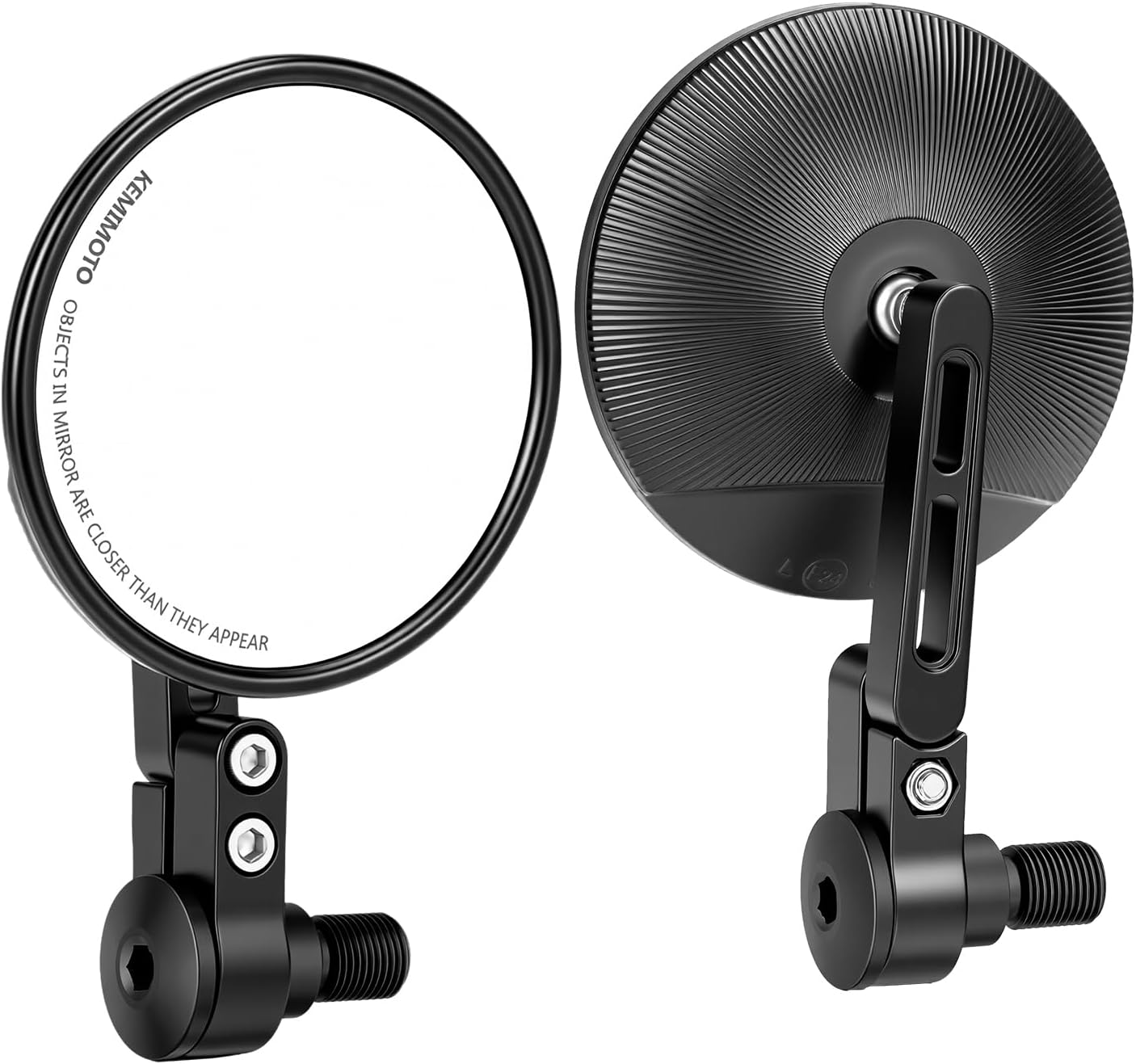 Lot de 2 rétroviseurs moto homologués E24 KEMIMOTO CNC, pivotants 360° pour guidons filetés MR16 (bout du guidon)