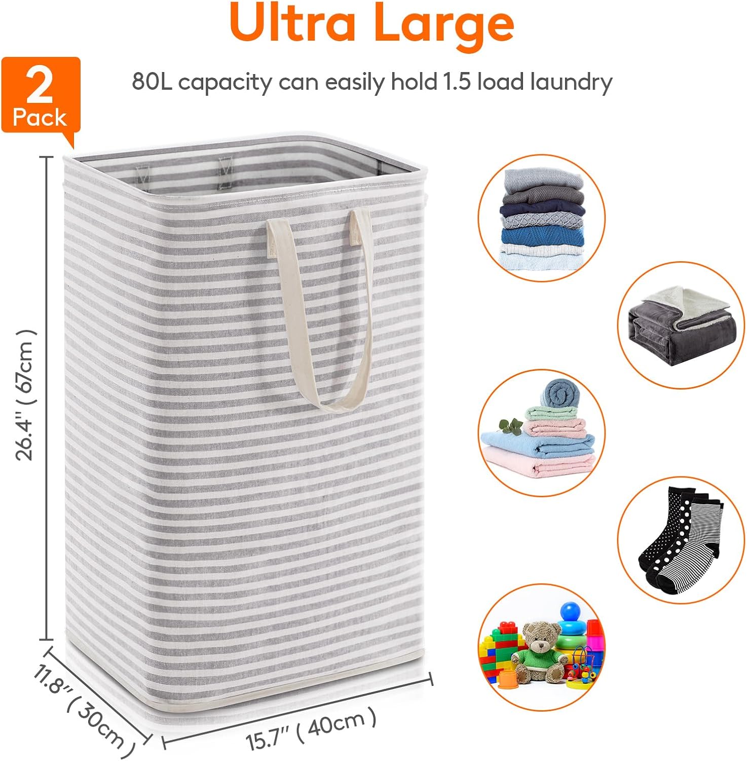 Thumbnail 2 de Lifewit 72L Laundry Baskets, 2-Pack
