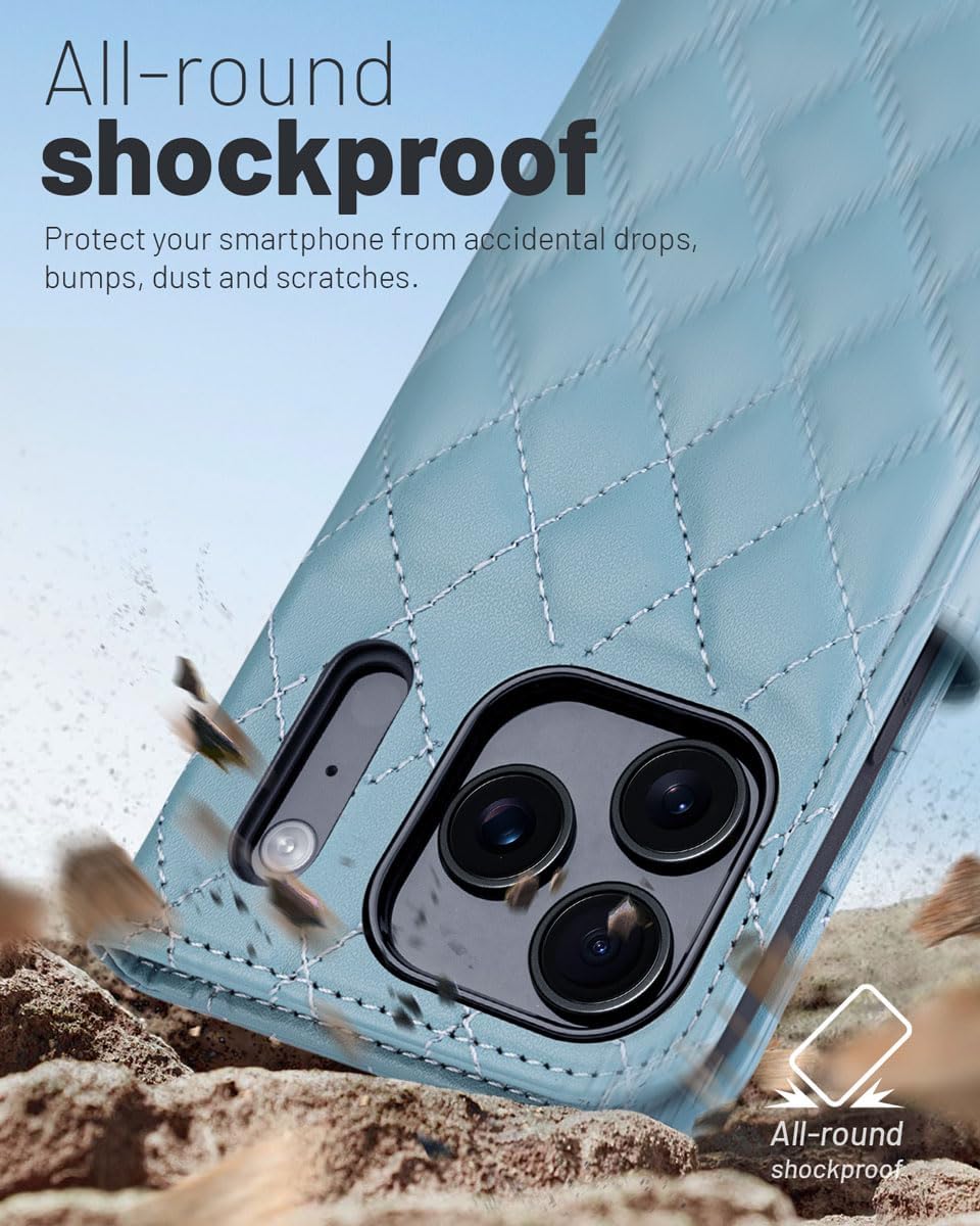 Detalle 2 de OCASE Lederhülle für iPhone 17 Pro Max 5G – Kartenfach, RFID-Schutz, Standfunktion, Stoßfest