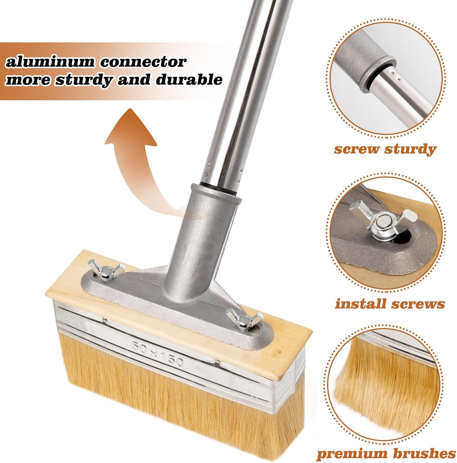Thumbnail 1 de 6-Inch Decking Paint Brush with 1.6m Long Handle – Staining Brush for Wood, Deck and Fence