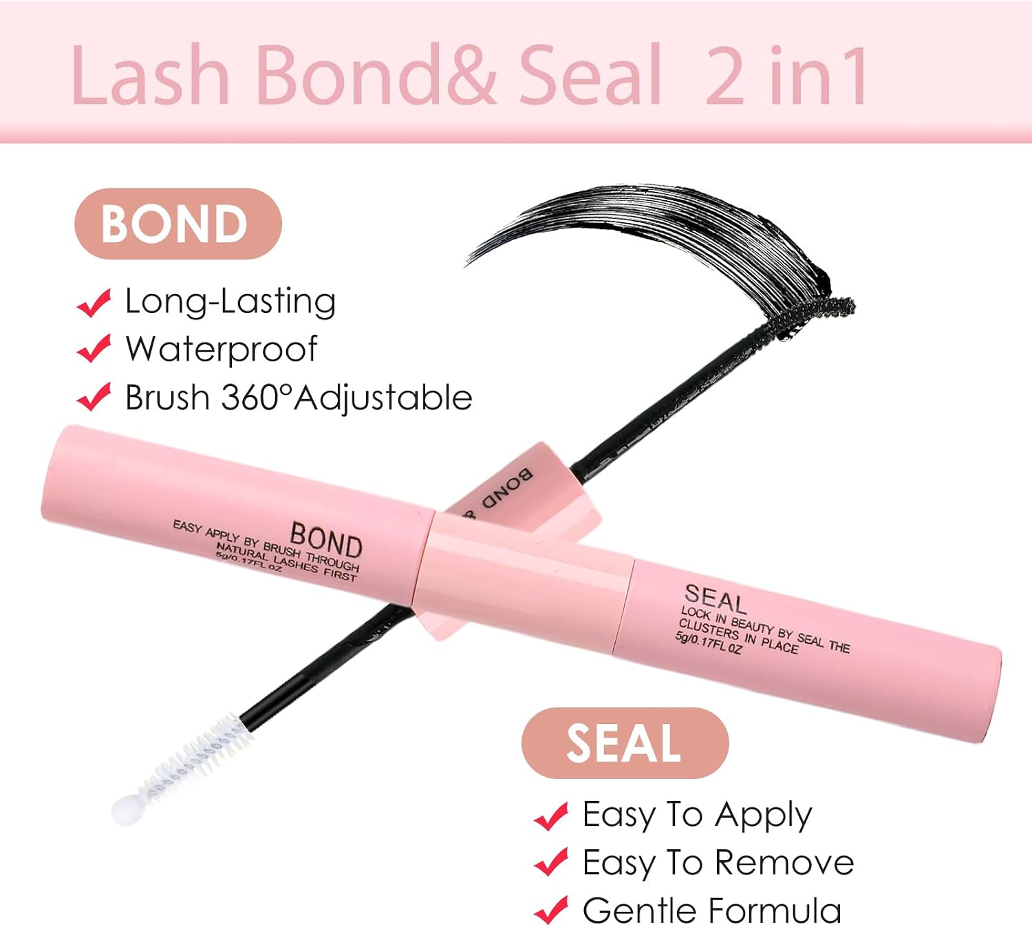 Detalle de LIDENKORS 280-Piece Lash Cluster Kit, D-Curl 9–16 mm, 2-in-1 Bond & Seal