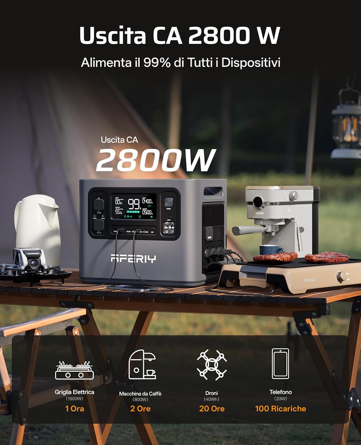 Detalle 2 de AFERIY 6144Wh Generatore Elettrico 2800W