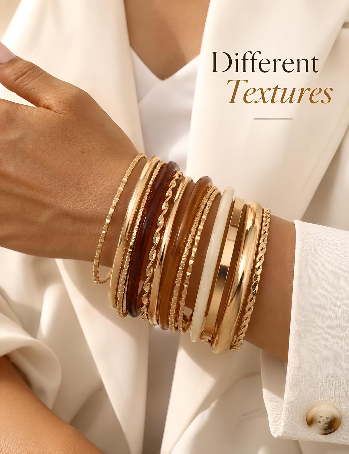 Detalle 2 de Gold Bangle Bracelets, 13-Bangle Set
