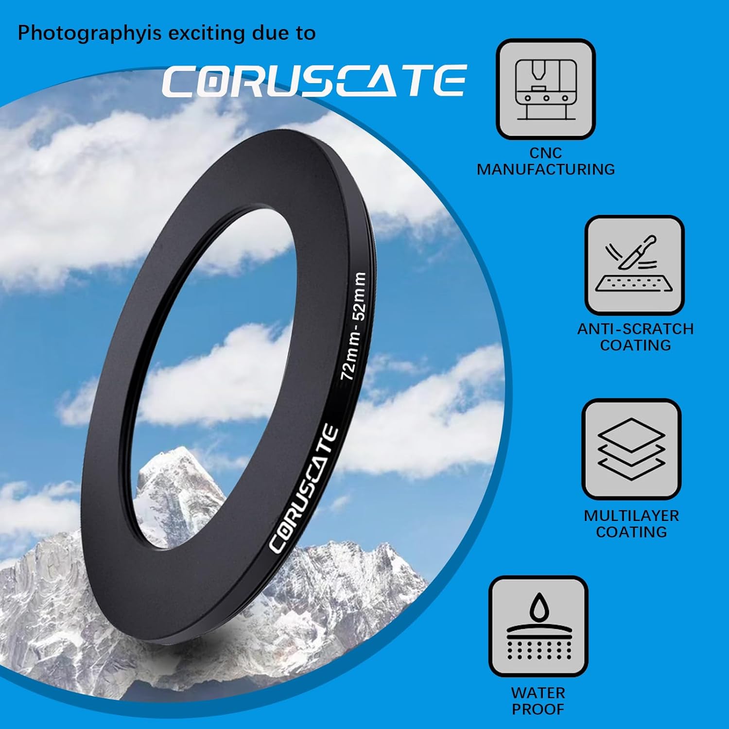 Thumbnail 1 de 72mm auf 52mm Objektivadapter Ring – Step-Down Ring inkl. Reinigungstuch