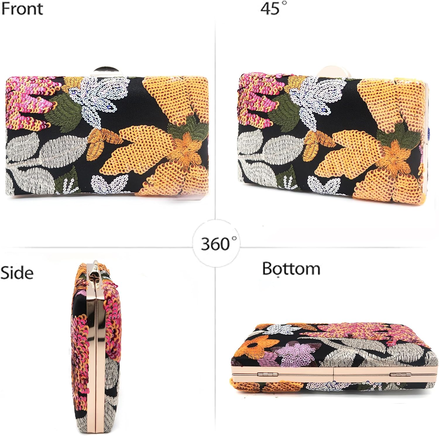 Detalle 2 de ATQCOL Embroidered Clutch Purse 7.87-Inch