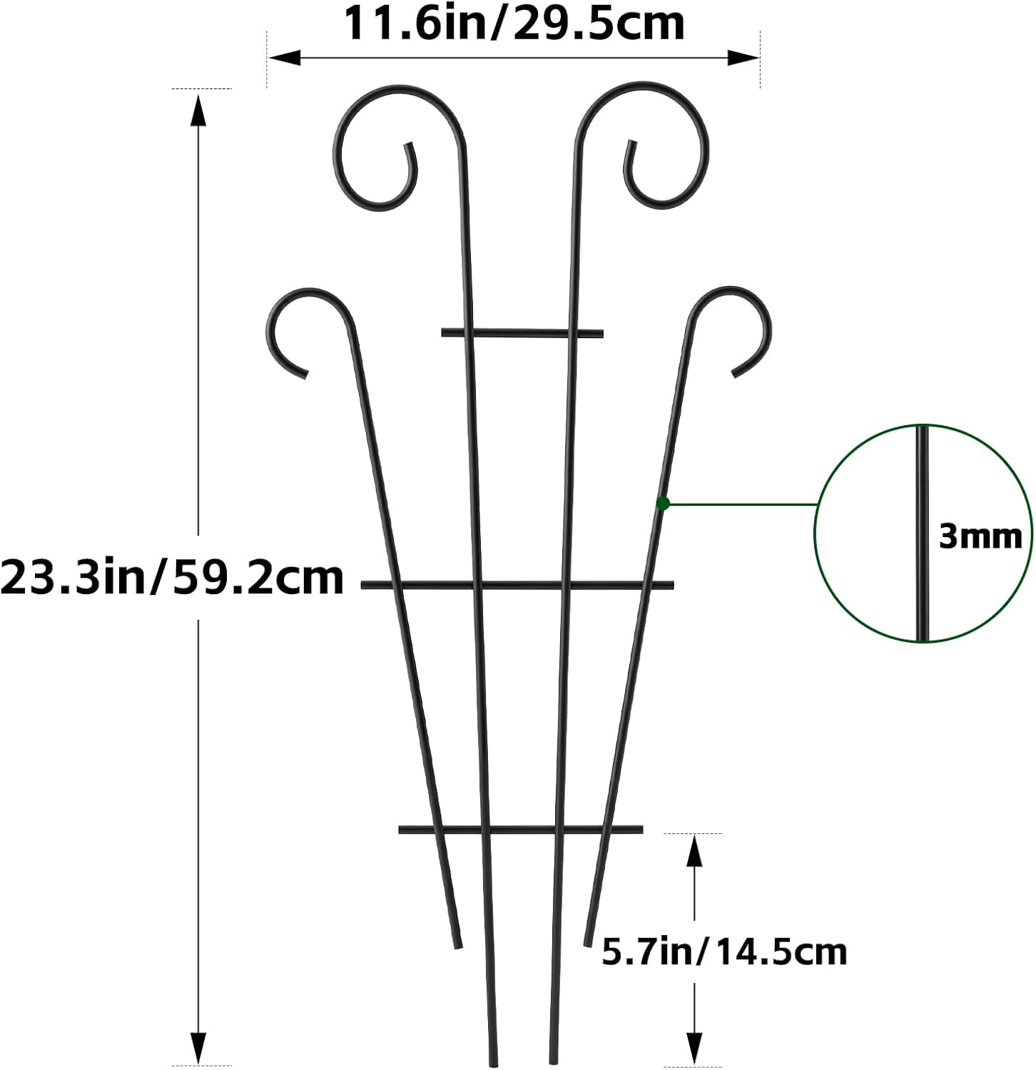 Detalle de Thealyn 4 Pack Small Plant Trellis – 60 x 36 cm, Metal Wave Design for Indoor Climbing Plants