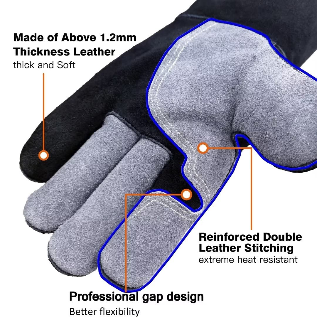 Thumbnail 4 de WZQH 40 cm Leather BBQ Gloves 16 in